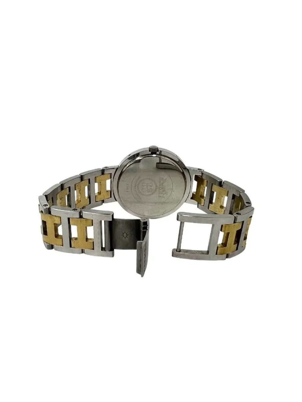 Hermes Clipper Stainless Quartz Watch Wrist Silver Gold